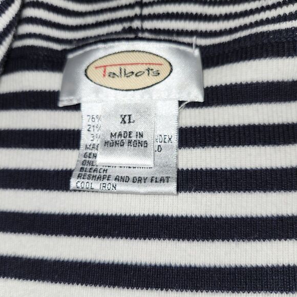 Talbots Cardigan Sweater Womens XL Navy Blue White Stripe With Edge Detail - Picture 4 of 4